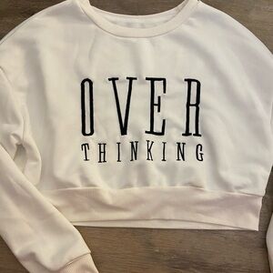 SHEIN Cream 'Overthinking' Graphic Sweatshirt